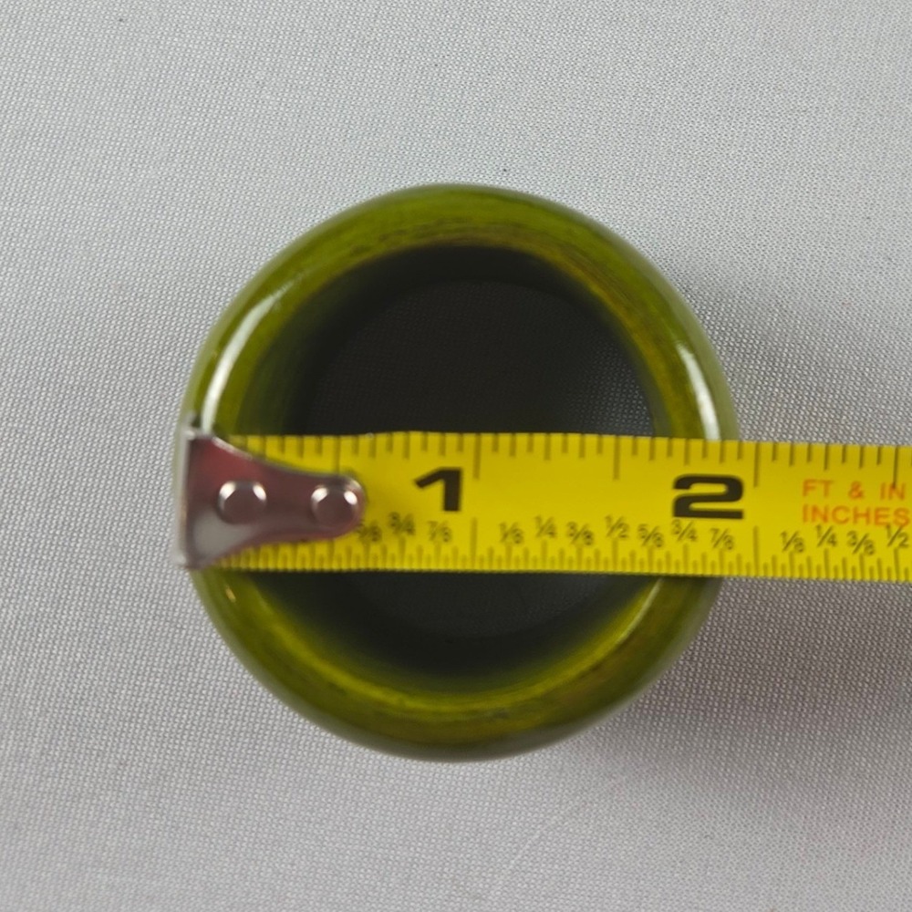 Vintage Set of 4 Olive Green Wooden Napkin Rings Mid Century Modern MCM - Picture 5 of 6